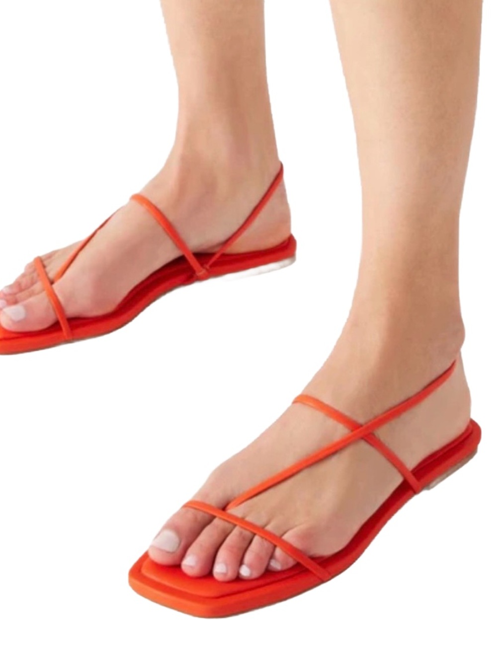 Steve Madden Orange Strappy Square-Toe Flat Sandals